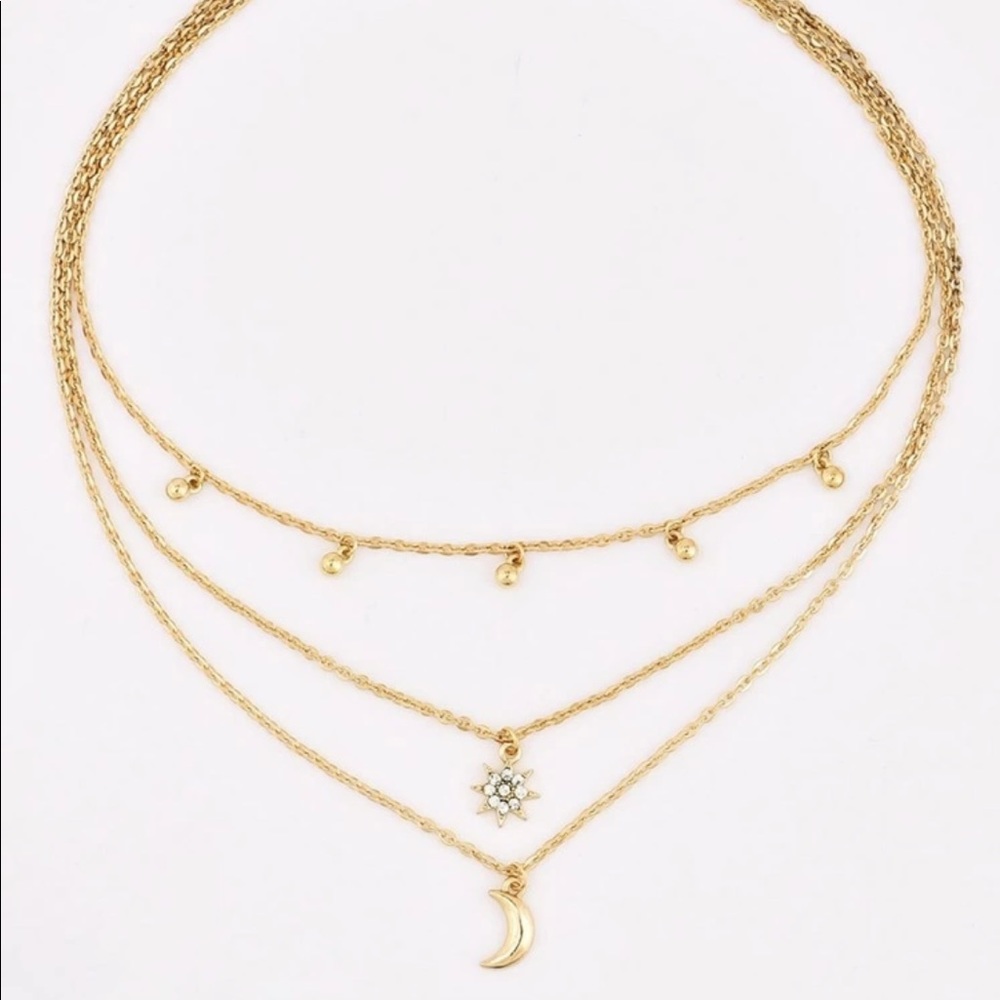 • Addison • Layered Star + Moon Necklace - Picture 2 of 3